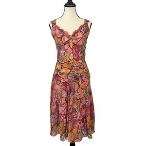 Vintage Nine West Y2K Floral Skirt Set Pink Orange 2 Piece Outfit Size 4 New